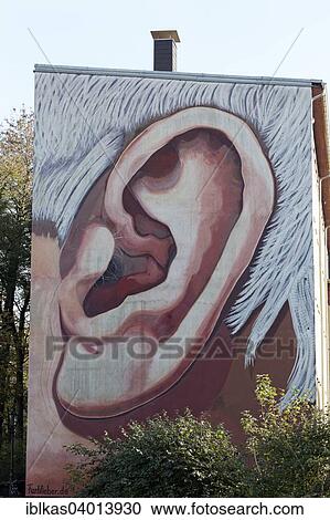 "Oversized human ear, mural on a house wall, street art, Dusseldorf, North Rhine-Westphalia, Germany, Europe" View Large Photo Image Stock Image - "Oversized human ear, mural on a house wall, street art, Dusseldorf, North Rhine-Westphalia, Germany, Europe". Fotosearch