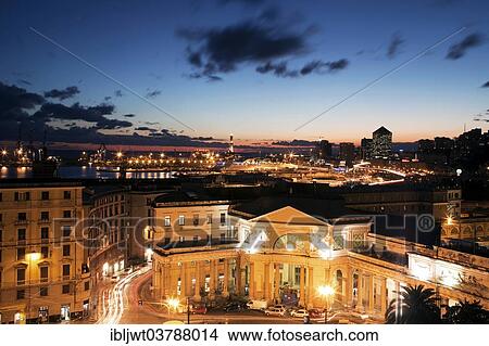 "Overview of the old town at dusk, Genoa, Liguria, Italy, Europe" View Large Photo Image Picture - "Overview of the old town at dusk, Genoa, Liguria, Italy, Europe". Fotosearch