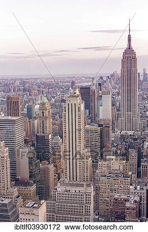 Stock Image - "Overview with the Empire State Building, Manhattan, New York City, New York, United States, North America". Fotosearch