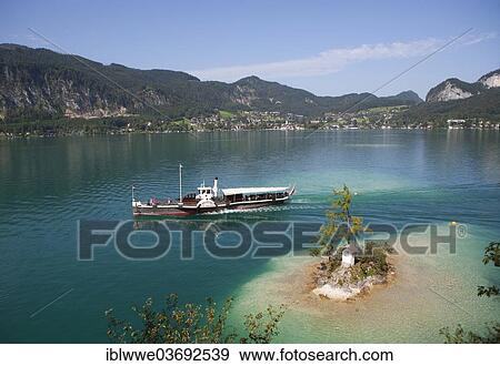 "Paddle boat, passenger ship, Kaiser Franz Josef, Ochsenkreuz or Oxen Cross, Lake Wolfgang, St. Gilgen, Salzkammergut, Austria, Europe" View Large Photo Image Stock Photo - "Paddle boat, passenger ship, Kaiser Franz Josef, Ochsenkreuz or Oxen Cross, Lake Wolfgang, St. Gilgen, Salzkammergut, Austria, Europe". Fotosearch