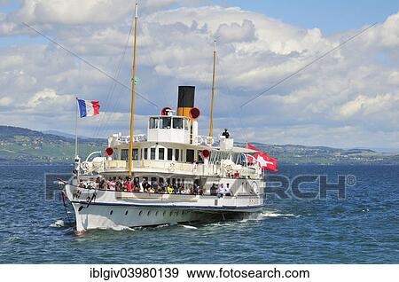 "Paddle steamer France on Lake Geneva or Lac Leman, Yvoire, Rhone-Alpes, Haute-Savoie, France, Europe" View Large Photo Image Stock Photo - "Paddle steamer France on Lake Geneva or Lac Leman, Yvoire, Rhone-Alpes, Haute-Savoie, France, Europe". Fotosearch