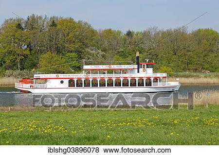 "Paddle steamer """"Schlei Princess"""", Missunde, Kosel, Ostseefjord Schlei, a narrow inlet of the Baltic Sea, Schleswig-Holstein, Germany, Europe" View Large Photo Image Stock Photo - "Paddle steamer """"Schlei Princess"""", Missunde, Kosel, Ostseefjord Schlei, a narrow inlet of the Baltic Sea, Schleswig-Holstein, Germany, Europe". Fotosearch