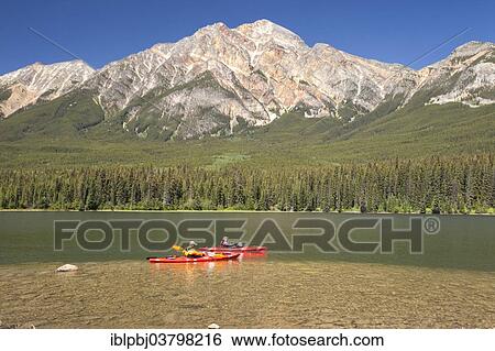 "Paddlers, Pyramid Lake, Pyramid Mountain, Jasper, Canada, North America" View Large Photo Image Stock Photograph - "Paddlers, Pyramid Lake, Pyramid Mountain, Jasper, Canada, North America". Fotosearch