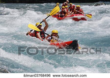 Stock Photograph - "Paddlers, rafting on the Koprucay River, Koprulu Canyon National Park, Antalya Province, Turkey, Asia". Fotosearch