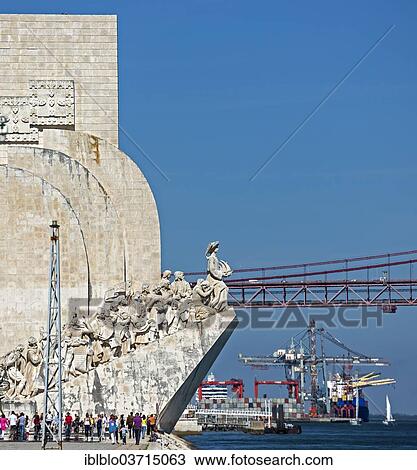 "Padrao dos Descobrimentos, Monument to the Discoveries, Ponte 25 de Abril, 25th of April Bridge, Belem, Lisbon, Lisbon District, Portugal, Europe" View Large Photo Image Stock Image - "Padrao dos Descobrimentos, Monument to the Discoveries, Ponte 25 de Abril, 25th of April Bridge, Belem, Lisbon, Lisbon District, Portugal, Europe". Fotosearch
