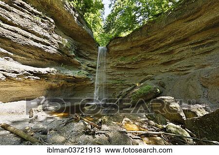 Stock Image - "Paehler Schlucht gorge, waterfall, Pahl, Pfaffenwinkel region, Upper Bavaria, Bavaria, Germany, Europe". Fotosearch