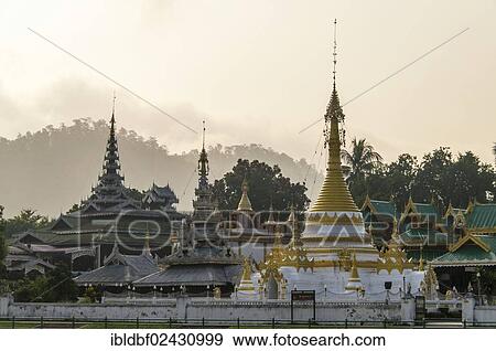 "Pagoda or Chedi, Temples of Wat Jong Kham and Chong Kham or Wat Jong Klang and Chong Klang, Mae Hong Son, Northern Thailand, Thailand, Asia" View Large Photo Image Stock Photo - "Pagoda or Chedi, Temples of Wat Jong Kham and Chong Kham or Wat Jong Klang and Chong Klang, Mae Hong Son, Northern Thailand, Thailand, Asia". Fotosearch