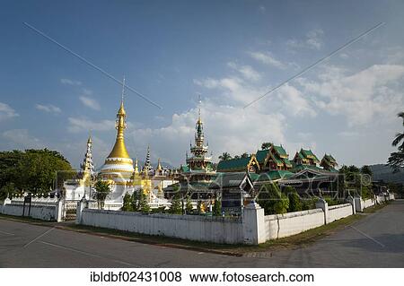 "Pagoda or Chedi, Temples of Wat Jong Kham and Chong Kham or Wat Jong Klang and Chong Klang, Mae Hong Son, Northern Thailand, Thailand, Asia" View Large Photo Image Stock Photo - "Pagoda or Chedi, Temples of Wat Jong Kham and Chong Kham or Wat Jong Klang and Chong Klang, Mae Hong Son, Northern Thailand, Thailand, Asia". Fotosearch