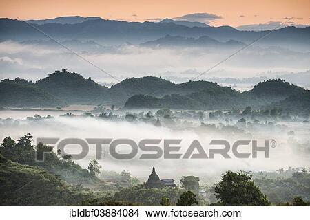 "Pagodas and temples surrounded by trees, in the mist, Mrauk U, Sittwe District, Rakhine State, Myanmar, Asia" View Large Photo Image Picture - "Pagodas and temples surrounded by trees, in the mist, Mrauk U, Sittwe District, Rakhine State, Myanmar, Asia". Fotosearch