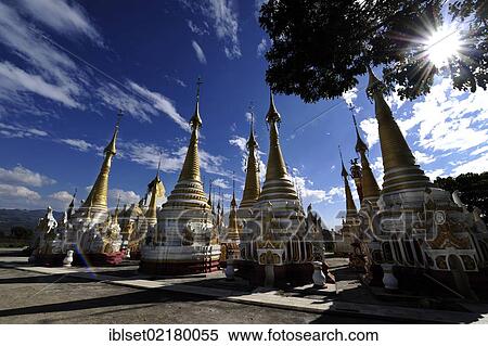 "Pagodas of a monastery complex in Nyaungshwe on Inle Lake in Myanmar, Burma, Southeast Asia, Asia" View Large Photo Image Stock Photography - "Pagodas of a monastery complex in Nyaungshwe on Inle Lake in Myanmar, Burma, Southeast Asia, Asia". Fotosearch