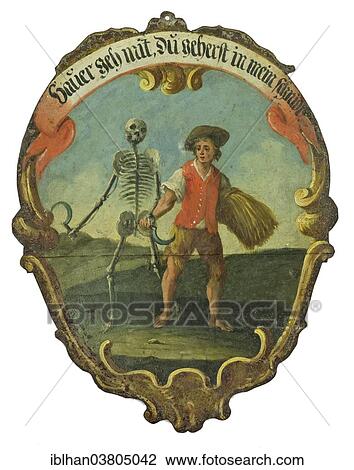 "Painted metal plaque of the Edlitzer Dance of Death, motif """"The farmer""""" View Large Photo Image Stock Image - "Painted metal plaque of the Edlitzer Dance of Death, motif """"The farmer""""". Fotosearch