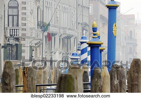 "Painted mooring posts, Grand Canal, Canal Grande, Venice, Venezia, Veneto, Italy, Europe" View Large Photo Image Stock Photo - "Painted mooring posts, Grand Canal, Canal Grande, Venice, Venezia, Veneto, Italy, Europe". Fotosearch