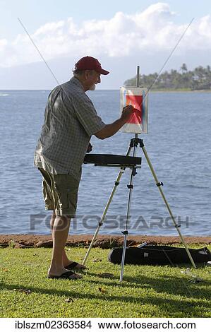 "Painter at the port of Lahaina on Maui, Hawaii, USA, America" View Large Photo Image Picture - "Painter at the port of Lahaina on Maui, Hawaii, USA, America". Fotosearch