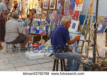 "Painters in the old town, Bodrum, Mugla Province, Aegean Region, Turkey, Asia" View Large Photo Image Stock Photo - "Painters in the old town, Bodrum, Mugla Province, Aegean Region, Turkey, Asia". Fotosearch