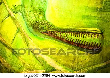 "Painting depicting an Euthecodon, an extinct genus of long-shouted crocodiles, National Museum of Ethiopia, Addis Ababa, Oromia Region, Ethiopia, Africa" View Large Photo Image Picture - "Painting depicting an Euthecodon, an extinct genus of long-shouted crocodiles, National Museum of Ethiopia, Addis Ababa, Oromia Region, Ethiopia, Africa". Fotosearch