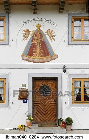 Picture - "Painting on farmhouse, Willing, Bad Aibling, Upper Bavaria, Bavaria, Germany, Europe". Fotosearch