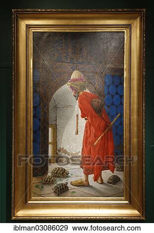 "Painting """"The Tortoise Trainer"""" by Osman Hamdi Bey, 1906, Pera Museum, Beyoglu, Istanbul, European side, Istanbul Province, Turkey, European side, Europe" View Large Photo Image Stock Photo - "Painting """"The Tortoise Trainer"""" by Osman Hamdi Bey, 1906, Pera Museum, Beyoglu, Istanbul, European side, Istanbul Province, Turkey, European side, Europe". Fotosearch