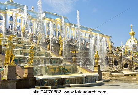 "Palace and Grand cascade, Grand Peterhof Palace, St. Petersburg, Russia, Europe" View Large Photo Image Stock Image - "Palace and Grand cascade, Grand Peterhof Palace, St. Petersburg, Russia, Europe". Fotosearch