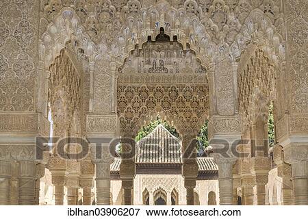 "Palacio Nazaries, Nasrid Palaces, Court of the Lions, Granada, Andalusia, Spain, Europe" View Large Photo Image Stock Photo - "Palacio Nazaries, Nasrid Palaces, Court of the Lions, Granada, Andalusia, Spain, Europe". Fotosearch