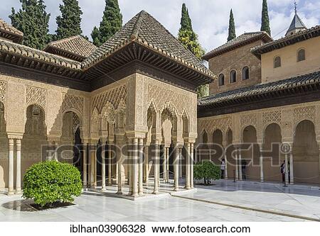 "Palacio Nazaries, Nasrid Palaces, Court of the Lions, Granada, Andalusia, Spain, Europe" View Large Photo Image Stock Photo - "Palacio Nazaries, Nasrid Palaces, Court of the Lions, Granada, Andalusia, Spain, Europe". Fotosearch