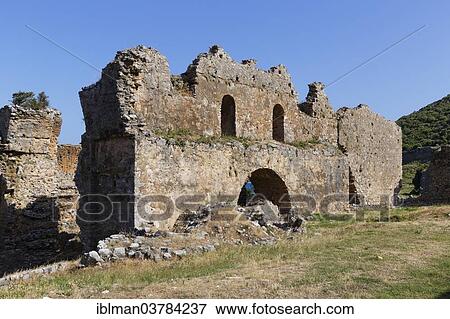 Stock Photo - "Palaestra, ancient city Anemurium, Anamur, Mersin Province, Rugged Cilicia, Turkish Riviera, Turkey, Asia". Fotosearch