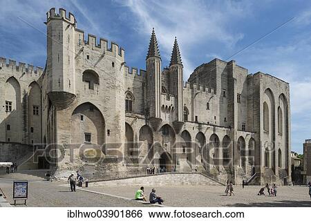 Stock Photograph - "Palais des Papes and Place du Palais des Papes, Avignon, Provence-Alpes-Cote d'Azur, France, Europe". Fotosearch