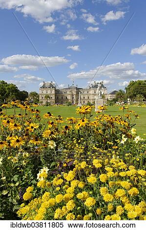 Stock Photography - "Palais du Luxembourg, garden facade, Jardin du Luxembourg, 6 Arrondissement Latin Quarter, Paris, France,, Europe". Fotosearch