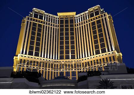 Stock Image - "Palazzo, luxury hotel and casino at night, Las Vegas, Nevada, United States of America, USA, PublicGround". Fotosearch