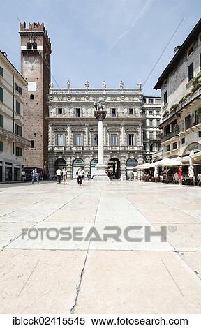 Palazzo Maffei and Torre del Gardello behind a Venetian column with the lion of St. Mark, Piazza delle Erbe, Verona, Veneto, Italy, Germany, Europe View Large Photo Image Stock Photography - Palazzo Maffei and Torre del Gardello behind a Venetian column with the lion of St. Mark, Piazza delle Erbe, Verona, Veneto, Italy, Germany, Europe. Fotosearch