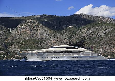 Picture - "Palmer Johnson motor yacht Vantage, Beaulieu-sur-Mer, Departement Alpes-Maritimes, Region Provence-Alpes-Cote dâ€™Azur, France, Europe". Fotosearch