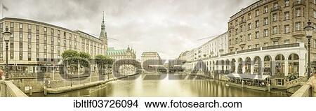 "Panorama of Little Lake Alster with City Hall and the Alster Arcades, Hamburg, Hamburg, Germany, Europe" View Large Photo Image Picture - "Panorama of Little Lake Alster with City Hall and the Alster Arcades, Hamburg, Hamburg, Germany, Europe". Fotosearch