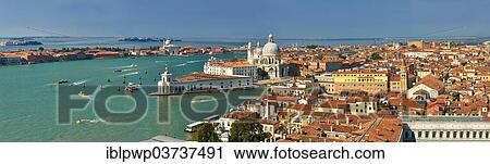 Stock Image - "Panorama of Punta Della Dogana and Santa Maria della Salute on the Giudecca Canal, Venice, Venezien, Italy, Europe". Fotosearch