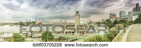 "Panorama of St. Pauli Landing Bridges, Hamburg, Hamburg, Germany, Europe" View Large Photo Image Stock Photo - "Panorama of St. Pauli Landing Bridges, Hamburg, Hamburg, Germany, Europe". Fotosearch