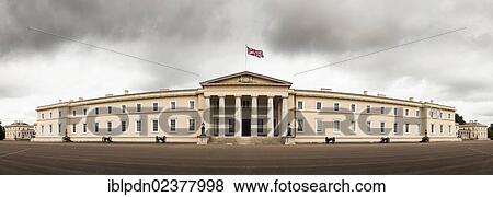 "Panorama of the front facade of Old College building Royal Military Academy Sandhurst, Camberley, Hampshire, England, United Kingdom, Europe" View Large Photo Image Stock Photo - "Panorama of the front facade of Old College building Royal Military Academy Sandhurst, Camberley, Hampshire, England, United Kingdom, Europe". Fotosearch