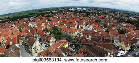 "Panorama of the town seen from """"Daniel"""", the steeple of St. George's Church, historic center, Nordlingen, Bavaria, Germany, Europe" View Large Photo Image Picture - "Panorama of the town seen from """"Daniel"""", the steeple of St. George's Church, historic center, Nordlingen, Bavaria, Germany, Europe". Fotosearch
