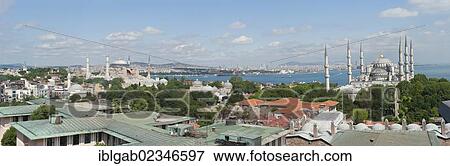 "Panorama over the Bosphorus, the Blue Mosque and the Hagia Sophia museum, Istanbul, Turkey, Asia" View Large Photo Image Stock Photo - "Panorama over the Bosphorus, the Blue Mosque and the Hagia Sophia museum, Istanbul, Turkey, Asia". Fotosearch