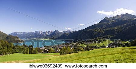 Stock Photo - "Panorama, Zwolferhorn Mountain, Lake Wolfgang, St. Gilgen, Salzkammergut, Austria, Europe". Fotosearch