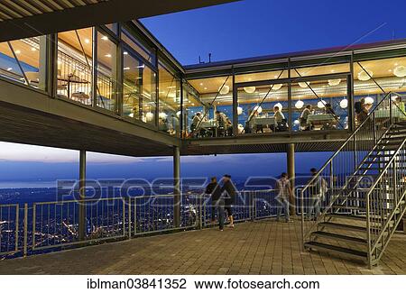 Stock Image - "Panoramarestaurant Karren restaurant, Lake Constace at the back, Dornbirn, Vorarlberg, Rhine Valley, Austria, Europe". Fotosearch