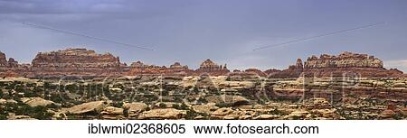 Stock Photography - "Panoramic shot, pinnacles in Chesler Park, The Needles District, Canyonlands National Park, Utah, United States of America, USA". Fotosearch