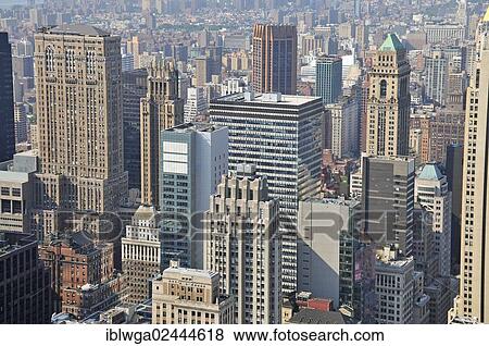 "Panoramic view from the Top of the Rock observation deck at the Rockefeller Center of downtown Manhattan, Manhattan, New York City, USA, North America" View Large Photo Image Stock Photo - "Panoramic view from the Top of the Rock observation deck at the Rockefeller Center of downtown Manhattan, Manhattan, New York City, USA, North America". Fotosearch