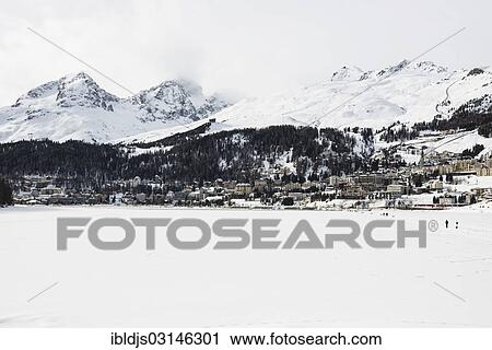 "Panoramic view, frozen Lake St. Moritz with the city and mountains, St. Moritz, Engadin, Graubunden, Switzerland, Europe" View Large Photo Image Stock Image - "Panoramic view, frozen Lake St. Moritz with the city and mountains, St. Moritz, Engadin, Graubunden, Switzerland, Europe". Fotosearch