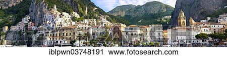 Stock Image - "Panoramic view of Amalfi, Campania, Italy, Europe". Fotosearch