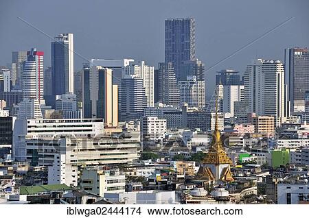 "Panoramic view of Chinatown, Bang Rak Financial District with high-rise hotels at back, Bangkok, Thailand, Asia" View Large Photo Image Picture - "Panoramic view of Chinatown, Bang Rak Financial District with high-rise hotels at back, Bangkok, Thailand, Asia". Fotosearch