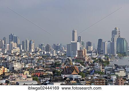 "Panoramic view of Chinatown, Bang Rak Financial District with high-rise hotels at back, Bangkok, Thailand, Asia" View Large Photo Image Stock Photo - "Panoramic view of Chinatown, Bang Rak Financial District with high-rise hotels at back, Bangkok, Thailand, Asia". Fotosearch