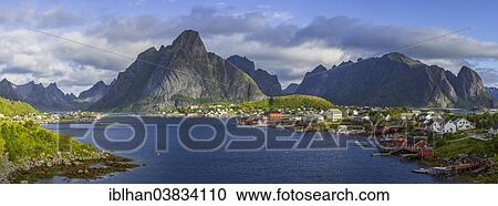 "Panoramic view of the village of Reine, Lofoten, Nordland, Norway, Europe" View Large Photo Image Stock Image - "Panoramic view of the village of Reine, Lofoten, Nordland, Norway, Europe". Fotosearch