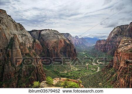 "Panoramic views from the lookout at Angel Landing into Zion Canyon, Zion National Park, Utah, United States, North America" View Large Photo Image Stock Image - "Panoramic views from the lookout at Angel Landing into Zion Canyon, Zion National Park, Utah, United States, North America". Fotosearch
