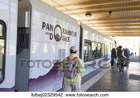 Stock Image - "Panoramique des Domes, touristic train of Puy de Dome, Auvergne Volcanoes Regional Nature Park, France, Europe". Fotosearch