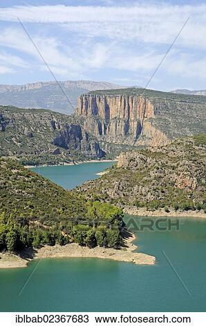 Stock Image - "Panta de Camarasa reservoir, Noguera Pallaresa River, Tremp, Lleida province, Catalonia, Spain, Europe, PublicGround, Europe". Fotosearch