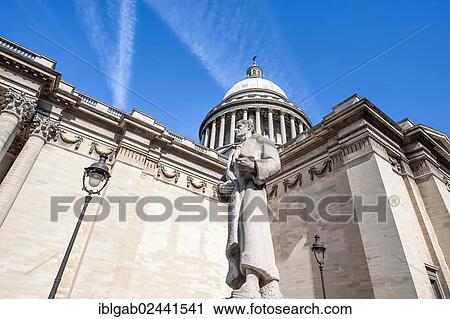 Stock Image - "Pantheon, statue of Jean-Jacques Rousseau, Paris, France, Europe". Fotosearch