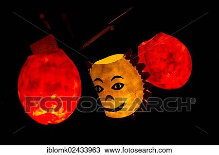 Stock Image - "Paper lanterns lit by candles, Stuttgart, Baden-Wuerttemberg, Germany, Europe". Fotosearch